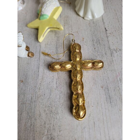 Cross angel snow star cherub ornament Xmas religious set harp - Picture 2 of 9